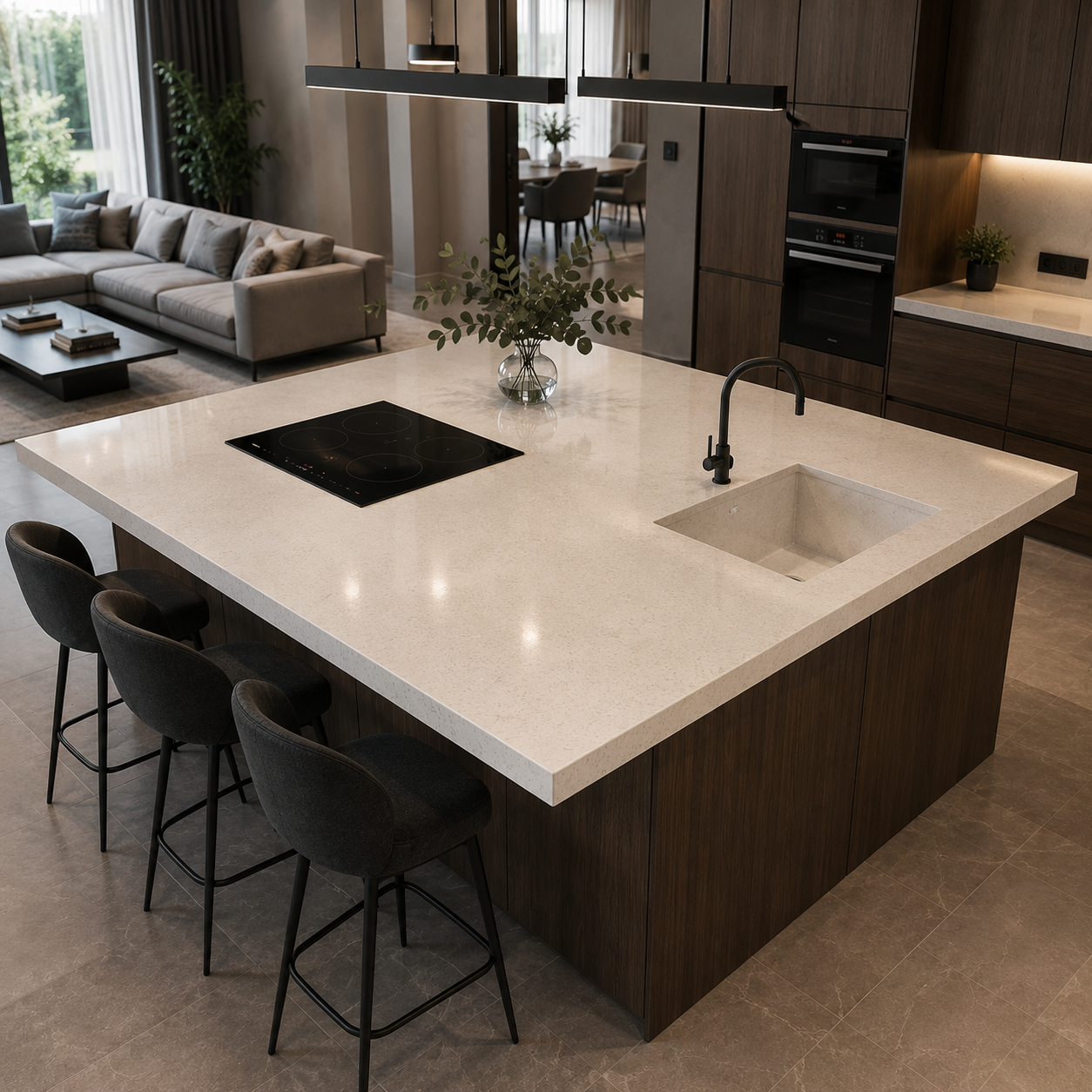 Квадратная столешница для кухонного острова 120×120 см